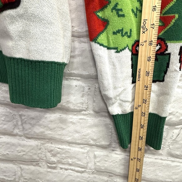 Giggling Getup L Ugly Christmas Sweater LED Light Up Christmas Dinosaur Tree Rex - Picture 12 of 13